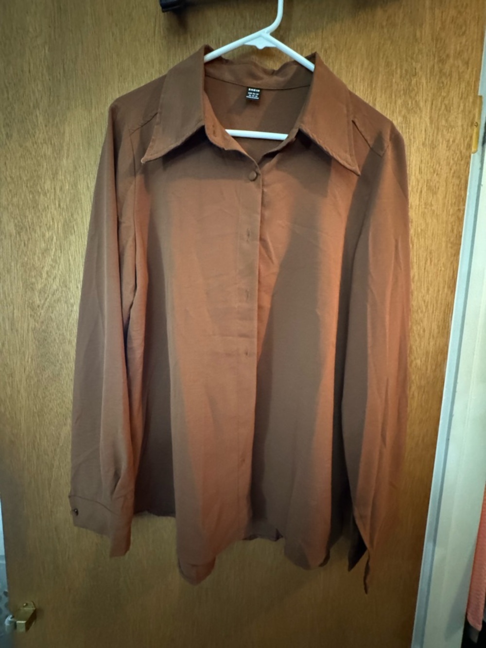 SHEIN Brown Button-Down Long Sleeve Shirt